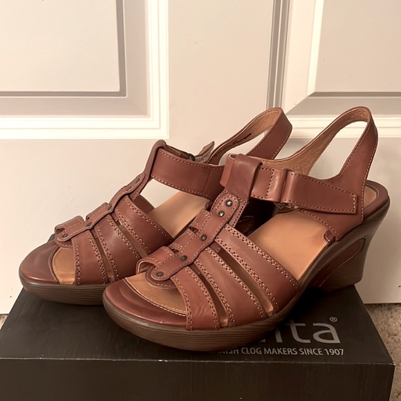 NIB Sanita Brown Leather Sofia Wedge Sandal | Size 40 US 9.5 / 10 - Picture 4 of 6